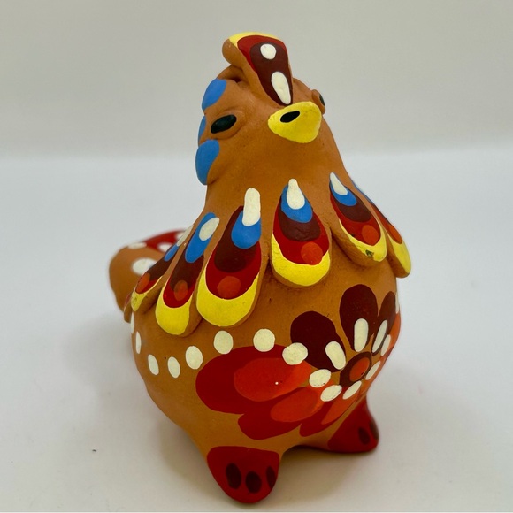 Russian Colorful Hand Painted Bird Whistle Clay Folk Art Raised Feathers - Picture 2 of 9